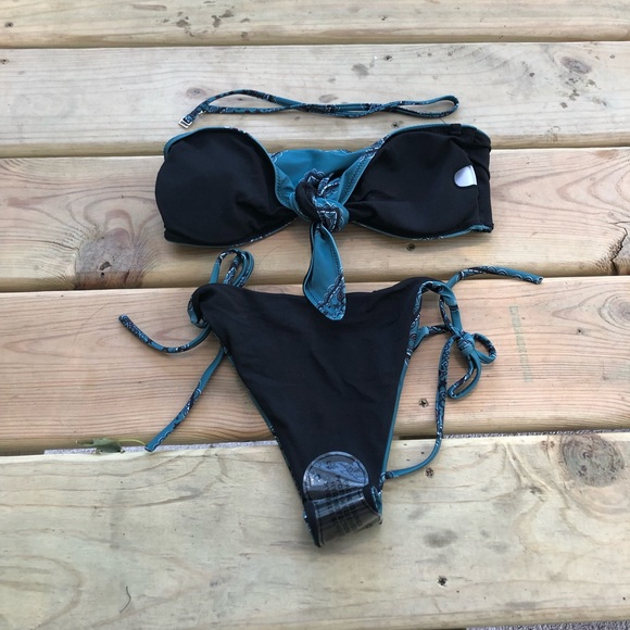 NWT SM Green black star heart bandeau bow string final price - Picture 8 of 9